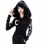 Lahe naiste moe Cosplay mantel kapuutsiga jope prindiga gooti punk pikkade varrukatega n&otilde;id kuu kapuuts t&otilde;mblukuga kapuutsid Plus XXL must
