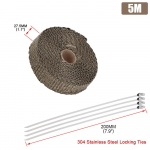 Kvaliteetne 2,5 cm * 5 M 10 M 15 M titaan/must heitgaaside kuumutusrull mootorratta klaaskiust kuumakaitseteip koos roostevaba sidemega