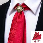 Hi-Tie veinipunane lips meestele Kaelalips Hanky ​​mansetin&ouml;&ouml;bid sulamist lipsur&otilde;ngas Bolo Tie Boutonniere komplekt N-0306