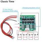 4S 30A 14,8 V liitium-ioon liitium 18650 aku BMS paketid PCB kaitseplaadi tasakaalu integraall&uuml;litused koos kaabliga oliiv