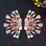 WWJ Boho tsirkooniumoksiidi lehvikukujulised kuldsed k&otilde;rvar&otilde;ngad mitmev&auml;rviline