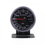 D&uuml;noracing 2,5-tolline 60 mm auto turbov&otilde;imendi n&auml;idik 3 baari, valge ja;Merevaigukollane kahe LED-ekraan tipphoiatusega Autom&otilde;&otilde;tur