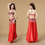 K&otilde;hutantsukost&uuml;&uuml;m India tantsu 3tk rinnahoidja, v&ouml;&ouml; ja seelik, seksikas tantsiv naiste tantsuriiete komplekt k&otilde;hutantsur&otilde;ivaste 8 v&auml;rvi valik S punane