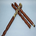 Messingist &uuml;mmargune viktoriaanlik k&auml;epideme disainer Antiikne puidust jalutuskepp Vintage Cane | Messingist jalutuskepp