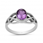 Naturaalsest amet&uuml;stist v&auml;&auml;riskividest s&otilde;rmus 925 Sterling h&otilde;bedane &uuml;mmargune v&auml;&auml;riskivi k&auml;sitsi valmistatud Triquetra Celtic Knot solitaire s&otilde;rmus naistele ja t&uuml;drukutele 5