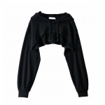 Naiste esteetilised punk pikkade varrukatega kapuutsid Crop Top Lihtne &uuml;hev&auml;rviline vabaaja vaba seksikas v&auml;ljal&otilde;ikega Super Crop top t&auml;navar&otilde;ivad L must
