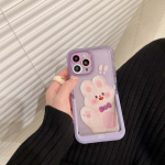 Cartoon Purple Bunny Shell Iphone 13 12 11 Promax 14 Pro Max Plus statiivihoidik Cute Rabbit Armas telefoni&uuml;mbris Conque for iphone 11PROMAX
