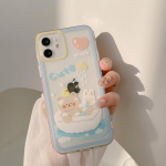 Retro Smile Wash Bath Bear Kawaii Jaapani telefoni 14 &uuml;mbris Iphone13 11 12 Promax Xs Max Xr 7 8 Plus Case Armas l&auml;bipaistev kate 1086 for iPhone12 mini