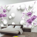 Fototapeet 3D stereoring pall lilla calla lilled seinamaalingud magamistuba elutuba teler Taust seinamaaling 200 cm(W) x 140 cm(H)