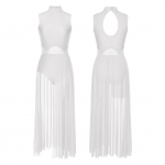 Naiste v&otilde;tmeauk, varrukateta, varrukateta l&uuml;&uuml;riline tantsukleit, laval esinev kost&uuml;&uuml;m, strassikivist l&otilde;hestatud lapiga trikookleidid L valge