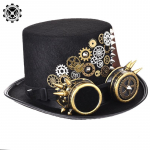 Steampunk Top Hat Gear Punk Rivet Hat Gooti prillid Magic Hat Live Animatsioon N&auml;ituse Aksessuaarid Halloweeni Cosplay Rekvisiit S（54-56cm）