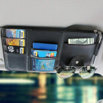 5 in 1 Car Organizer Sunshade Storage Car Sun Visor Clip Leather Stowing Box Pen Card Ticket Sunglasses Clip Bag Car Style 2 Black