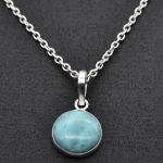 Naturaalne Larimar Kivist Naiste Ripatsiga Kaelakee 925 Sterling H&otilde;bedast K&auml;sit&ouml;&ouml; Ehted sinine