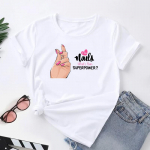 (Aasia suurus) Naiste T-s&auml;rk, Nail Art Trend Armas armas, armas, armas tr&uuml;kiga T-s&auml;rk Moodsad naister&otilde;ivad L&uuml;hikeste varrukatega graafilised T-s&auml;rgid S