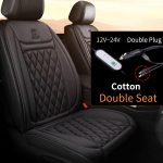 12-24v soojendusega autoistme kate 30' kiire autoistmesoojenduse riie/flanellist soojendusega autoistme kaitse 25W istmesoojenduse kate auto 2PCS Black Cloth