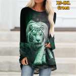 Tiger Head Print &uuml;limugavad Crewneck lahtised naiste pikkade varrukatega retuusid s