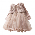 Naaritsa imitatsiooniga sametprintsesskleit t&uuml;drukutele Talvine pikkade varrukatega printsessipidu, soe v&otilde;rkkost&uuml;&uuml;m, 1-7-aastastele lastele m&otilde;eldud riided 140