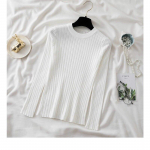 S&uuml;gisene O-kaelusega silmkoeline pikkade varrukatega naiste kampsun 2023 Moodne Korea &otilde;huke kudum Talvine vabaaja triibulised topid 28713 One Size aprikoosi