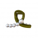 Naiste juuksek&uuml;&uuml;nistega juuksehaarduja Faux Pearl Decor Risti &otilde;&otilde;nes, tugeva k&uuml;&uuml;nisega kontrastv&auml;rviga Ani-slip Cross hammaste juuste kujundamise t&ouml;&ouml;riist roheline