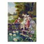 Renessansi esteetika Hans Zatzka maalide reproduktsioonitr&uuml;kised Plakat Noble Lady In the Garden L&otilde;uendimaal Seinakunst Cuadros 20x30cm no frame