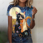 2023. aasta moodsad naiste T-s&auml;rgid Loomade 3D-prindiga topid L&uuml;hikeste varrukatega T-s&auml;rk Suvine Kawaii Cat Graphic T-s&auml;rgid Lahtised &uuml;lisuured riided XS