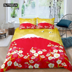 Jaapani stiilis tekikott t&uuml;drukutele, pol&uuml;estrist Mount Fuji lohukott Cherry Blossoms Flower Tindiga k&auml;sitsi maalitud tekikott EU single(135x200cm)