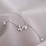 Fairy Style Fashion 925 Sterling Silver Ehted Choker Butterfly Vilkuv kristall-lillega rangluu kett kaelakeed XL118