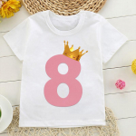 Laste T-s&auml;rk Kohandatud s&uuml;nnip&auml;evanumbriga Kroon Poiste T-s&auml;rgid T&uuml;drukute riided Isikup&auml;rastatud topid Laste T-s&auml;rgid Beebiriided 6T(130cm)