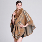 Naiste ruuduline kunstkarusnahast kaunistus pont&scaron;o tartan hubane ka&scaron;miirist keeb Suur sall Talvine narmastega kampsunmantel pom-pom kootud varrukateta mantliga naistele One size