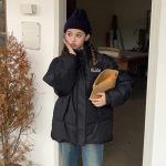 Eemaldatavad varrukad, kaks kantavat puuvillast mantlit, s&uuml;gis- ja talvine avara koonusega korea stiilis naiste jope M must