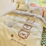 Armas karu puhtast puuvillast pestud puuvillast neljaosaline komplekt puhas puuvillane ins stiilis lihtne voodipesu laste voodilina kolmeosaline komplekt 1.2m bed sheet 3pcs