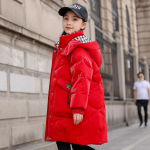 T&uuml;drukute sulejope Keskmise pikkusega stiilis paksendatud soe valge sulejope k&uuml;lmakindel jope 120 punane