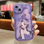 L&auml;bipaistev Wave Edge v&auml;rvitud silikoon&uuml;mbris Oppo A38 A58 A78 Xiaomi Redmi Note 12 11 10 Samsung A54 A24 A14 Funda Cute Girl Princes pehme TPU kate jaoks Infinix Hot 10 (X682)
