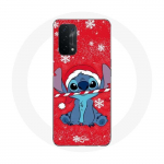 &Uuml;mbris Oppo A74 5G Stitch Snow jaoks H&auml;id j&otilde;ule punase taustaga