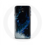 &Uuml;mbris Samsung Galaxy J7 2017 jaoks Mitmev&auml;rvilised sinised hallid ja mustad suitsupilved mustal taustal