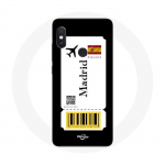 Coque pour Xiaomi Redmi Note 5 Pro Billet d'avion Madrid Espagne