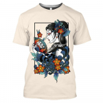 Jaapani Geisha Meeste T-s&auml;rk 3D Prindiga Anime L&uuml;hikeste Varrukatega S&auml;rk O-kaelusega Oversized Harajuku T&auml;navar&otilde;ivad Meeste R&otilde;ivad Topid S