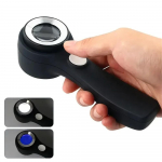 10x k&auml;eshoitav suurendusklaasi topelt optilise klaasiga objektiiviga suurendusklaas laetav LED-valgusti m&uuml;ntide lugemiseks ehete &uuml;levaatus must