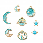 8 tk segatud Kuu Star Globe klambrid ripatsid DIY kaelakee k&auml;ev&otilde;ru K&auml;sitsi valmistatud ehete valmistamine 08