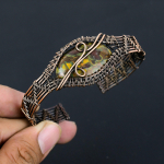 Natural Stichtite Gemstone Handmade Copper Wire Wrap Bangle Adjustable w6i03