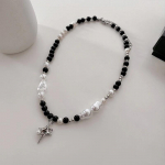 Kpop Cross Star helmestega kaelakee meestele Unisex Hiphop Imitation Pearl Star ripatsikaelakeed Naiste Y2K Punk Tuti kaelakee