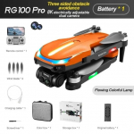 Uus professionaalne RG100Pro droon ESC kahe kaameraga HD harjadeta mootor intelligentne takistuste v&auml;ltimise &otilde;hufotograafia RC lennuki neljakopteri m&auml;nguasjad 1 battery oranž