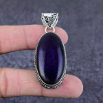 Natural Purple Labradorite Gemstone 925 Sterling Silver Gift Pendant 2.25 h2c13