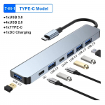 USB C jaotur 7 pordiga mitu USB-jaoturit C-t&uuml;&uuml;pi dokijaam USB 3.0 2.0 PD-adapter Xiaomi MacBook Pro Plug and Play tugi U ketasklaviatuuri hiir