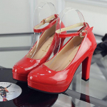 Elegantsed kingad Naiste platvorm Stiletto k&otilde;rged kontsad vabaaja nahast pumbad, pandlaga rihm Trend valge disainerkleit pidulik &uuml;mmargune varvas naiste kingad 40 punane