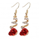 1 paar naiste k&otilde;rvar&otilde;ngaid Red Rose Big Rhinestone spiraaliga v&otilde;luvad konksuga k&otilde;rvar&otilde;ngad