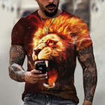 Tiger Fighting Animal Beast Fierce T-s&auml;rk 3D Prindiga T-s&auml;rk Suvine Meeste Suur l&uuml;hikeste varrukatega Topid Tees Meeste Disainriided S