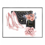 Mood Parf&uuml;&uuml;m Naine Plakat Roosa lill Seksikas huulemeik Dekoratiivmaalid L&otilde;uend Seinapildid T&uuml;drukute Tuba Kodukaunistus Moodne 30x40cm No Framed