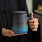 Jaapani keraamiline teetass s&otilde;elaga Vintage kohvi- ja teetass 400ml Black-Blue(301-400ml)