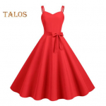 Vintage naiste kleit A-kujuline suur kiik, &uuml;hev&auml;rviline seljata spagetid, 50ndate vibukaunistus balli kokteilipeo pulmakleit Midi kleit &otilde;htukleit L